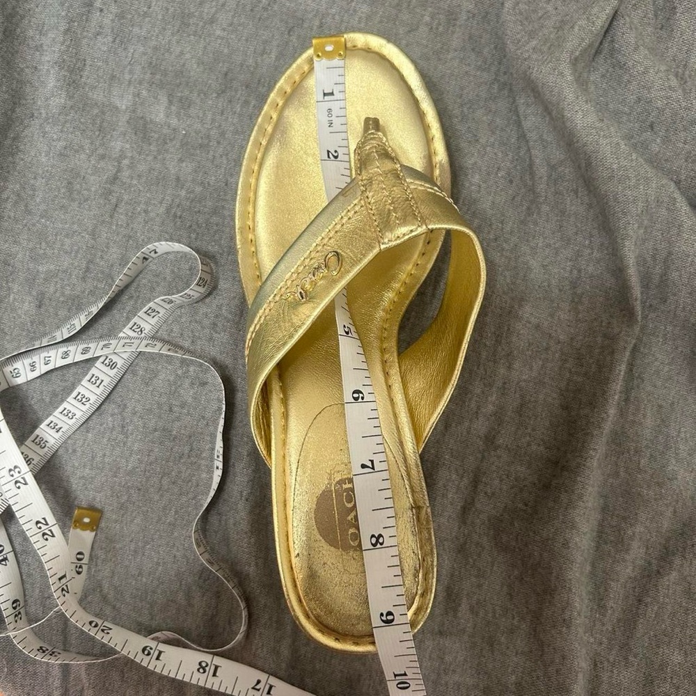 Coach Women's Gold and Tan Wedge Sandals - Picture 7 of 8
